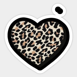 Heart Filled with Tan Cheetah Print Sticker